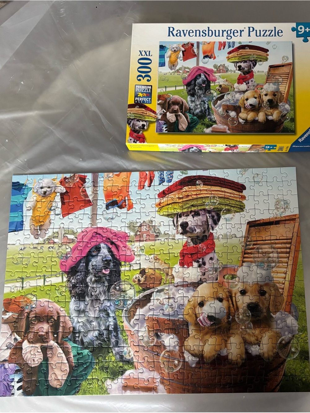 Ravensburger Colorful Puppies Jigsaw Puzzle with Pink and Yellow Accents